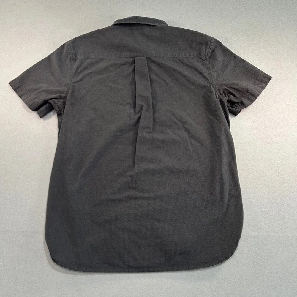 The North Face Button Up Shirt Mens Large Gray Textured Cotton Short Sleeve